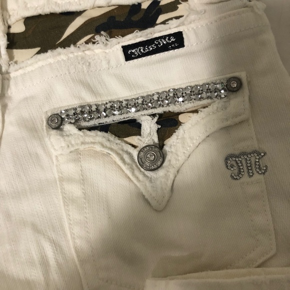 Miss Me Denim - Miss Me Oyster White Camo Capri Jeans with Bling
